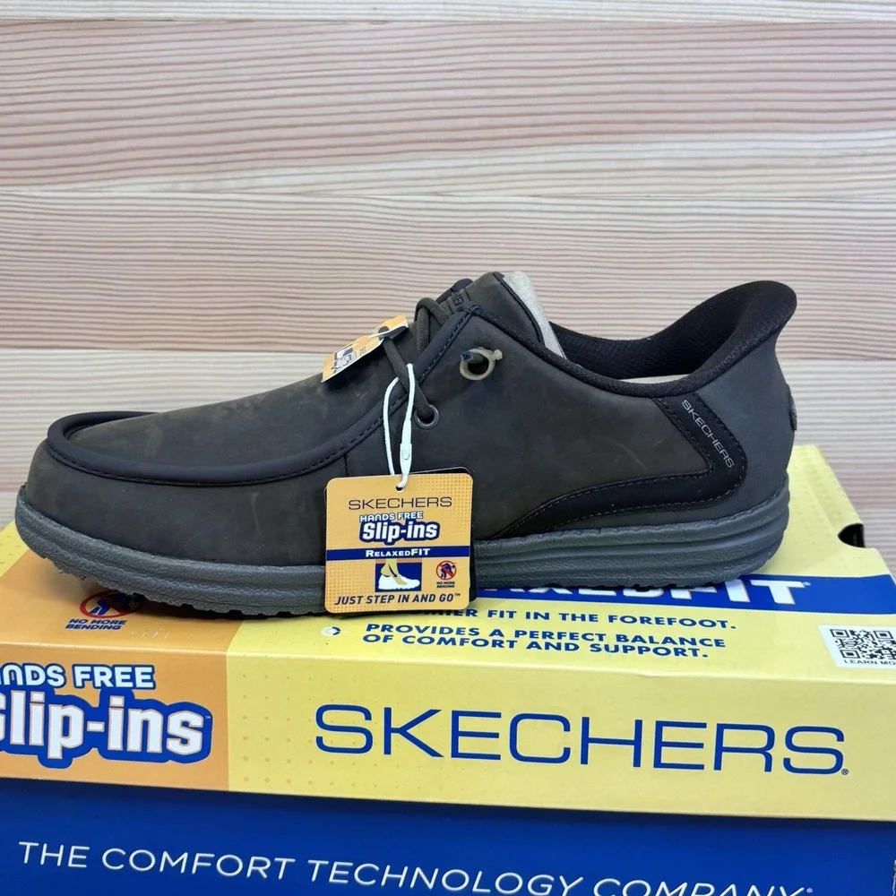 SKECHERS Melson-Edrick Brown Slip-ins Loafer Shoe Men's size 9 Hands Free